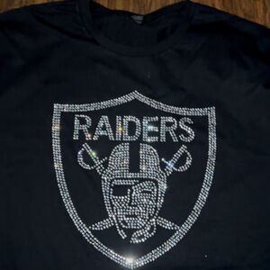 Black Raiders T-Shirt with Silver Rhinestone Logo